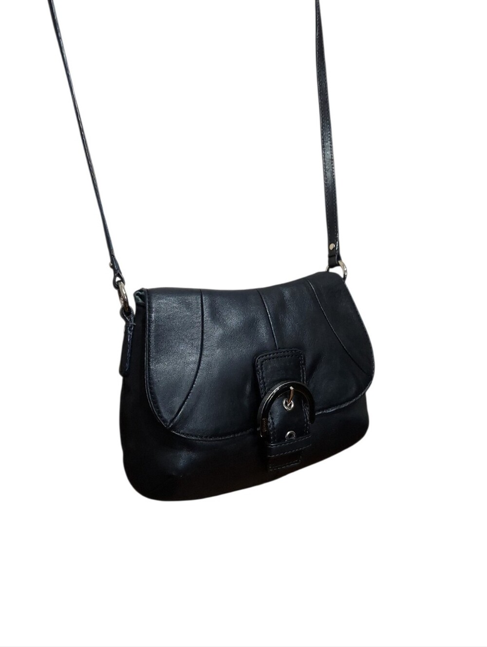 Coach Soho Buckle Flap Black Leather Crossbody Bag EUC - Picture 4 of 8